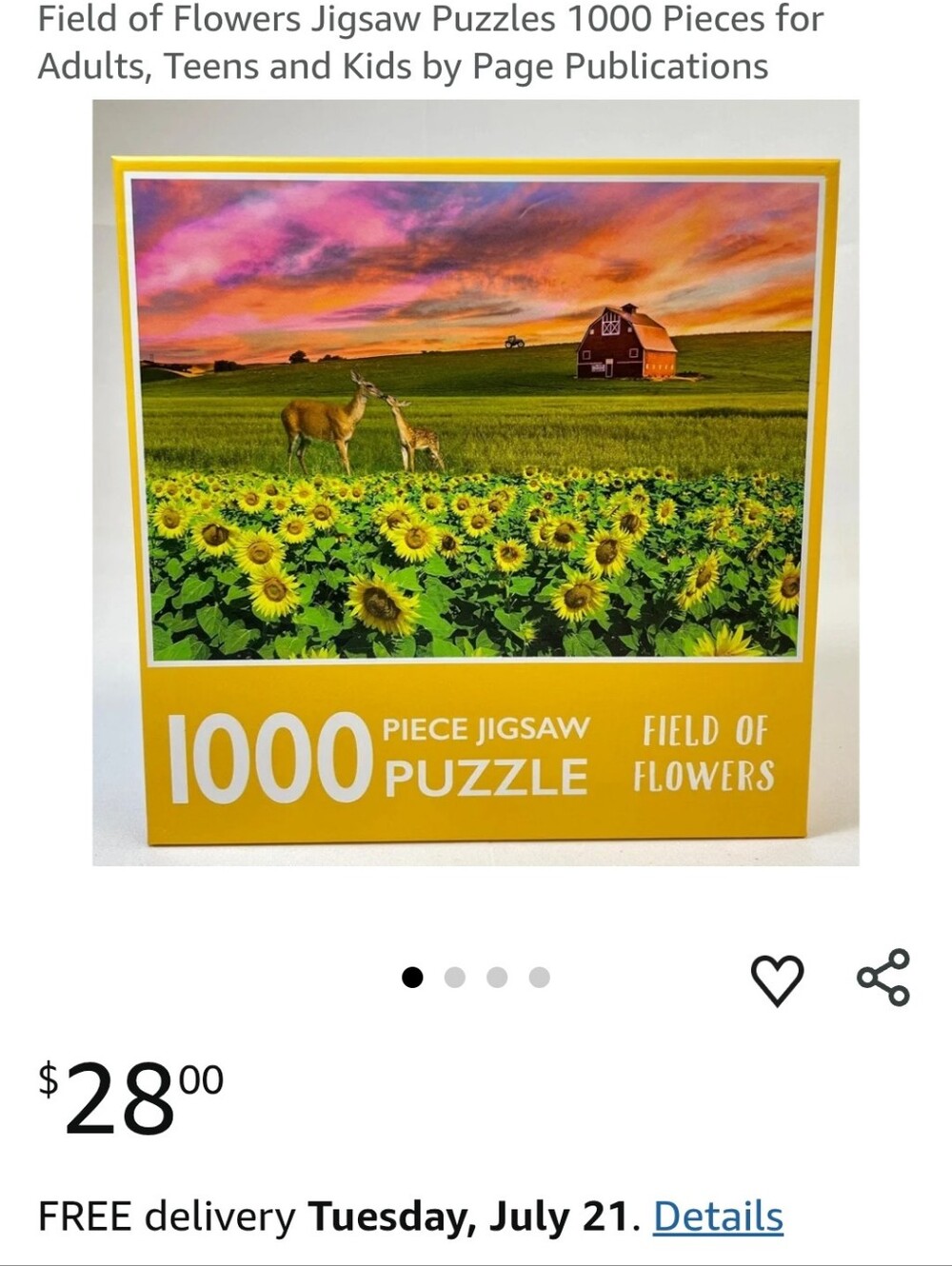 Page Publications Field of Flowers 1000-Piece Jigsaw Puzzle - Yellow